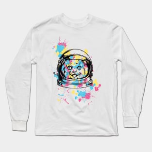 splashed astronaut cat Long Sleeve T-Shirt